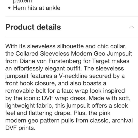 Diane Von Furstenberg DVF Target Pink Collared Modern Jumpsuit NWOT - Picture 6 of 6